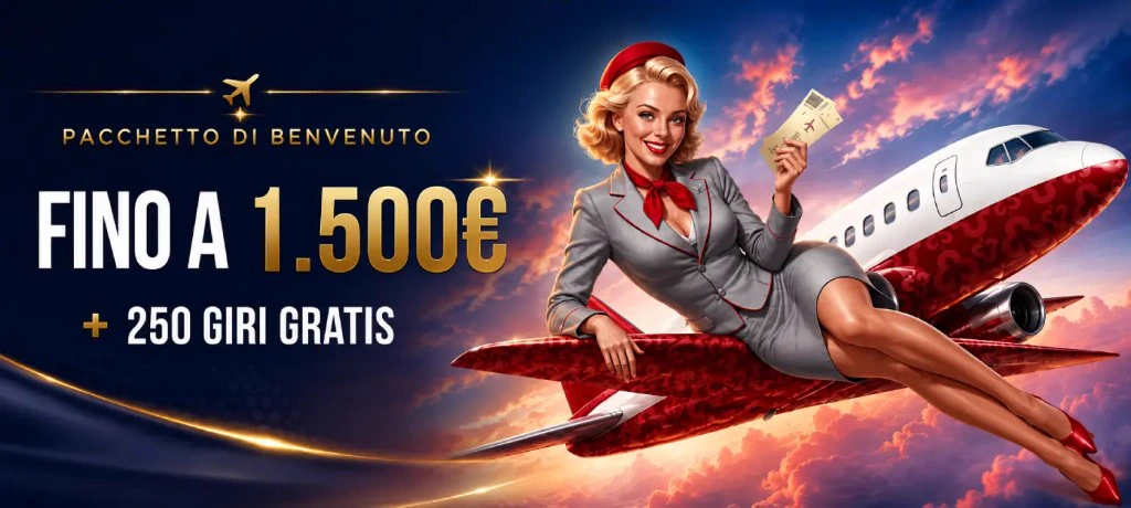 Pacchetto di benvenuto WinAirlines Casino: fino a 1.500 € + 250 giri gratis